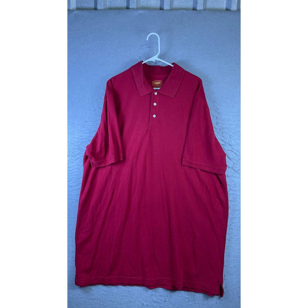 The Foundry Polo Shirt Mens 2XLT Red Excellent Short Sleeve Pique Knit Top